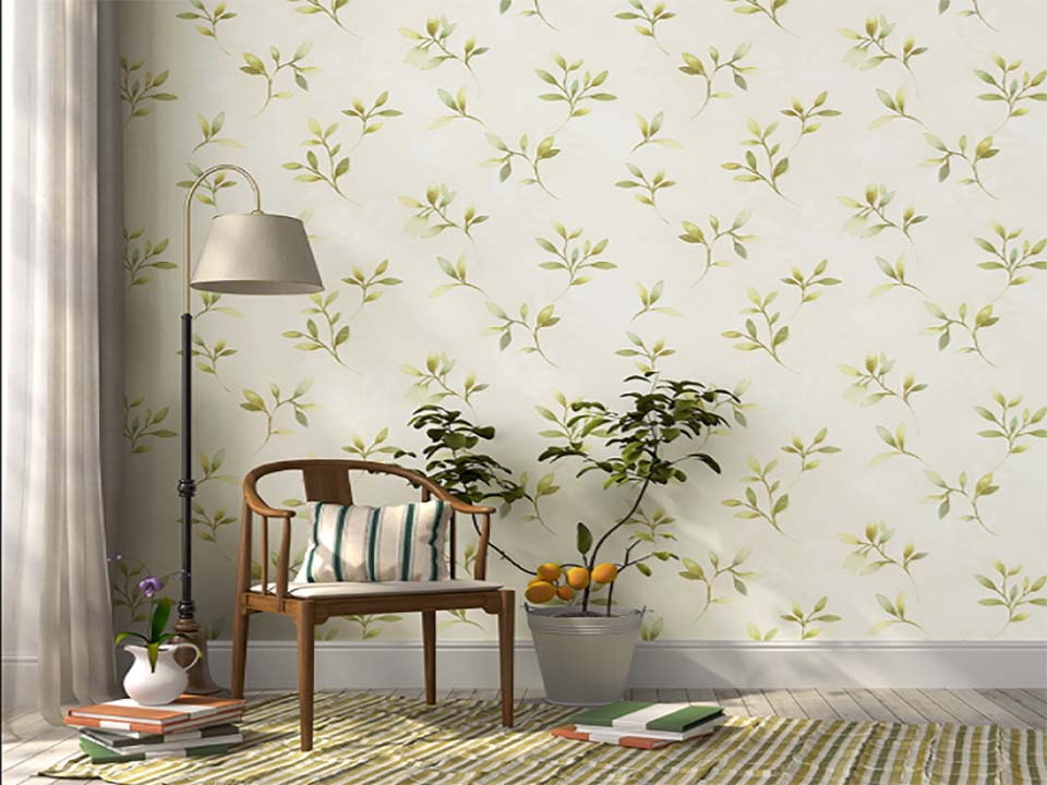 Mẫu giấy dán tường hình lá đơn giản