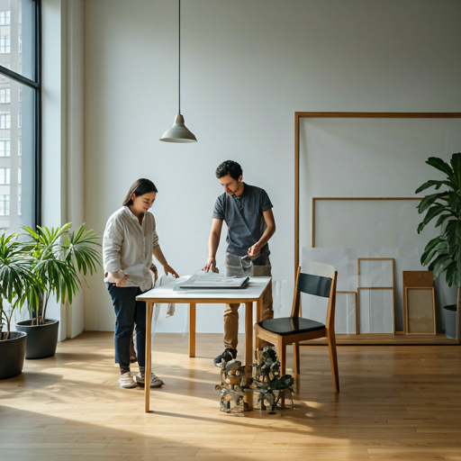 Workers discussing a printing project in a modern office
