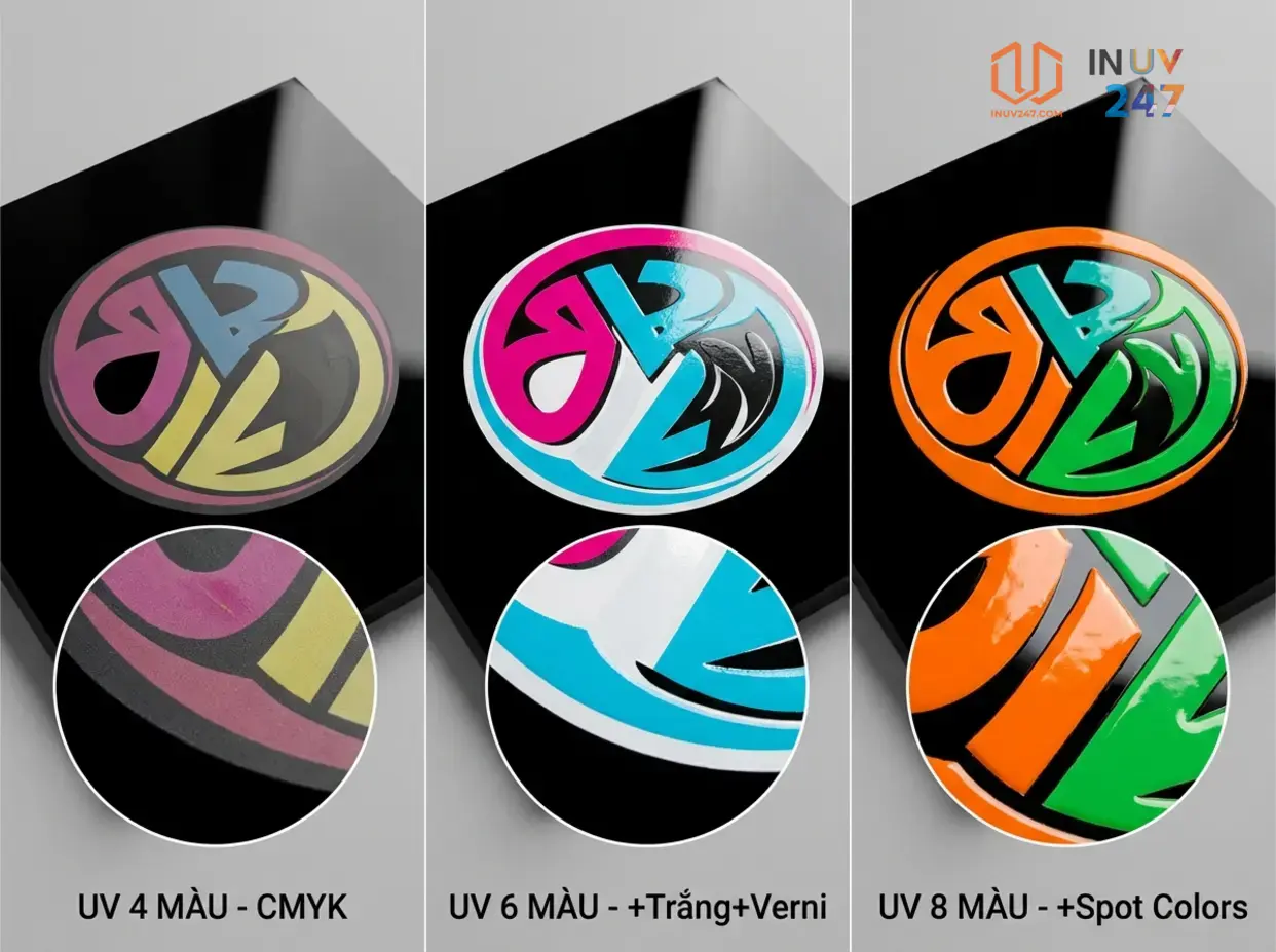Công nghệ in UV 8 màu khác gì so với in UV 4-6 màu? - INUV247