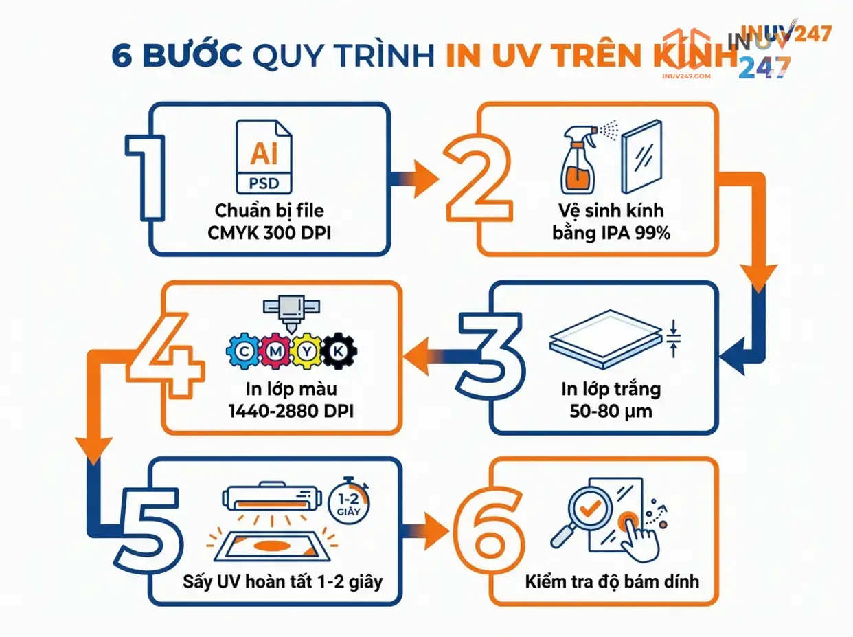 Quy trình in UV trên kính gồm những bước nào? - INUV247