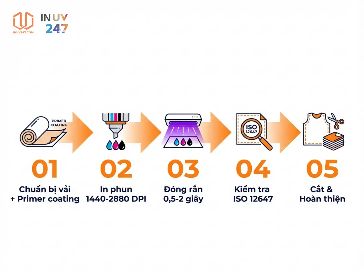 In UV trên vải: Quy trình 5 bước để màu bền, nét 2 In UV trên vải hoạt động như thế nào? - INUV247