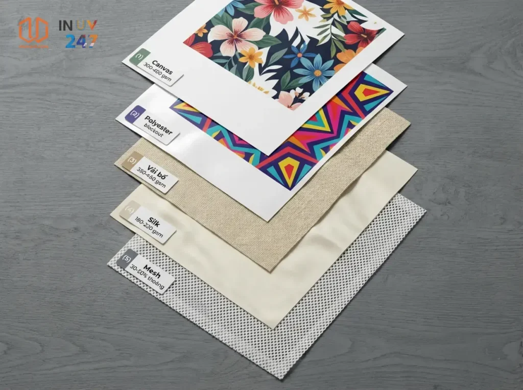 In UV trên vải: Quy trình 5 bước để màu bền, nét 3 Loại vải nào phù hợp với in UV? - INUV247