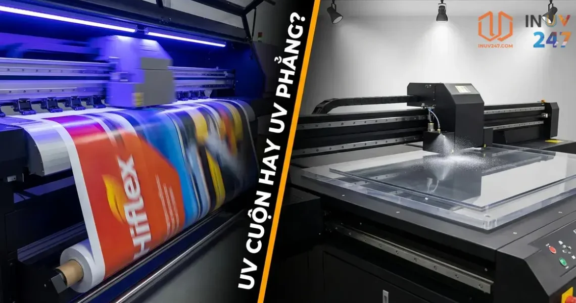 So sánh in uv cuộn và uv phẳng? 5 điểm chọn đúng