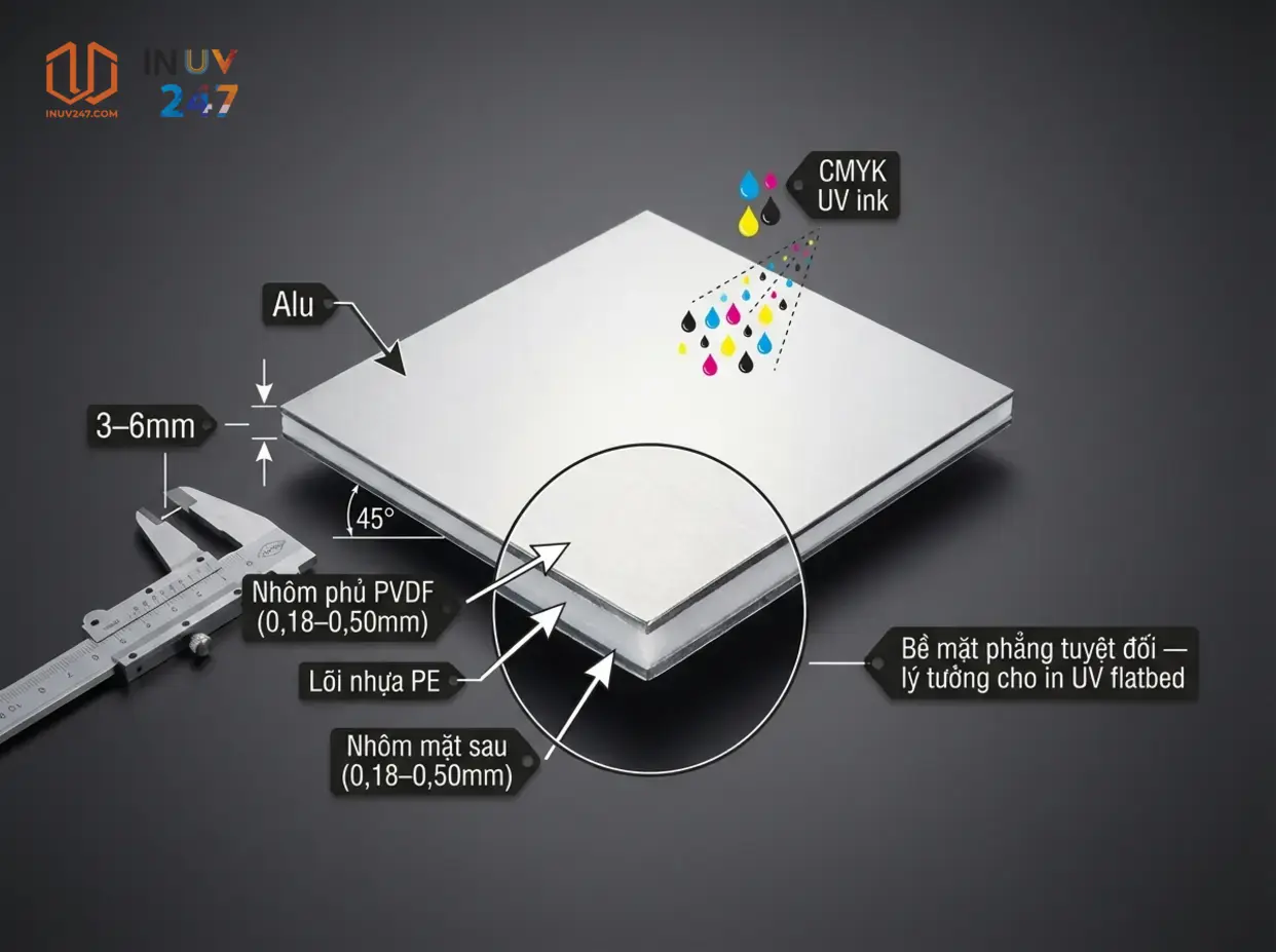 In UV trên Alu: Kỹ thuật, ứng dụng & lưu ý khi in 2 Tấm Alu là gì và tại sao dùng để in UV? - INUV247