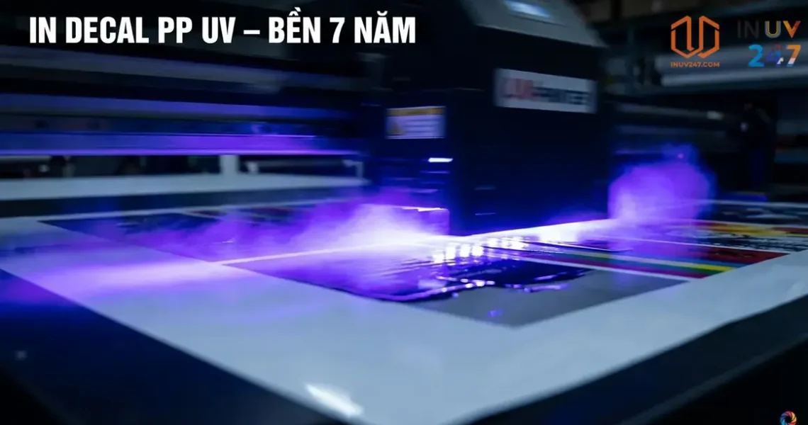 In UV trên decal PP: ứng dụng, độ bền và chi phí thực tế in ấn