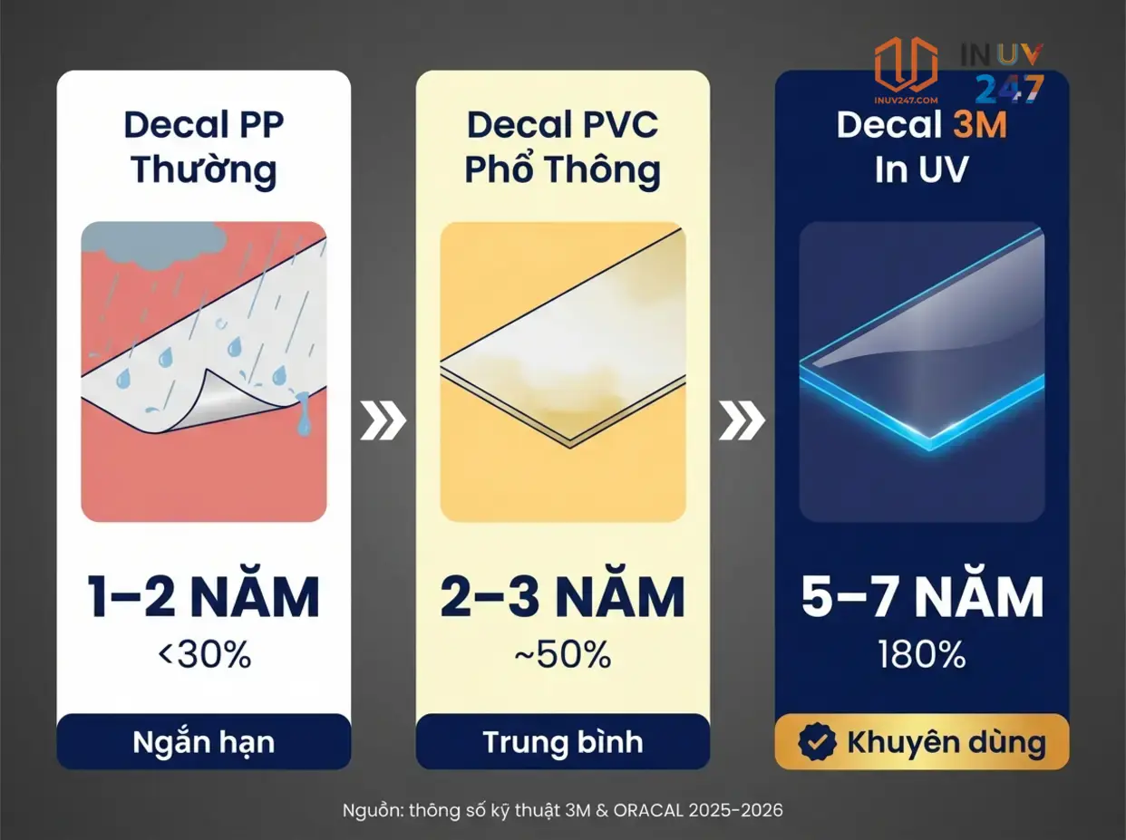 So sánh decal 3M in UV với các vật liệu decal phổ biến - INUV247