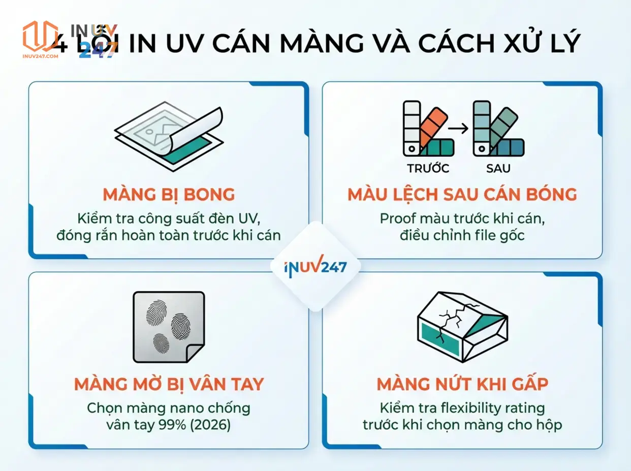 Dịch vụ In UV Cán Màng – In màu sắc Nét, Bền Màu, giá tốt 4 Làm thế nào để khắc phục màng UV bị bong hoặc lỗi thường gặp? - INUV247