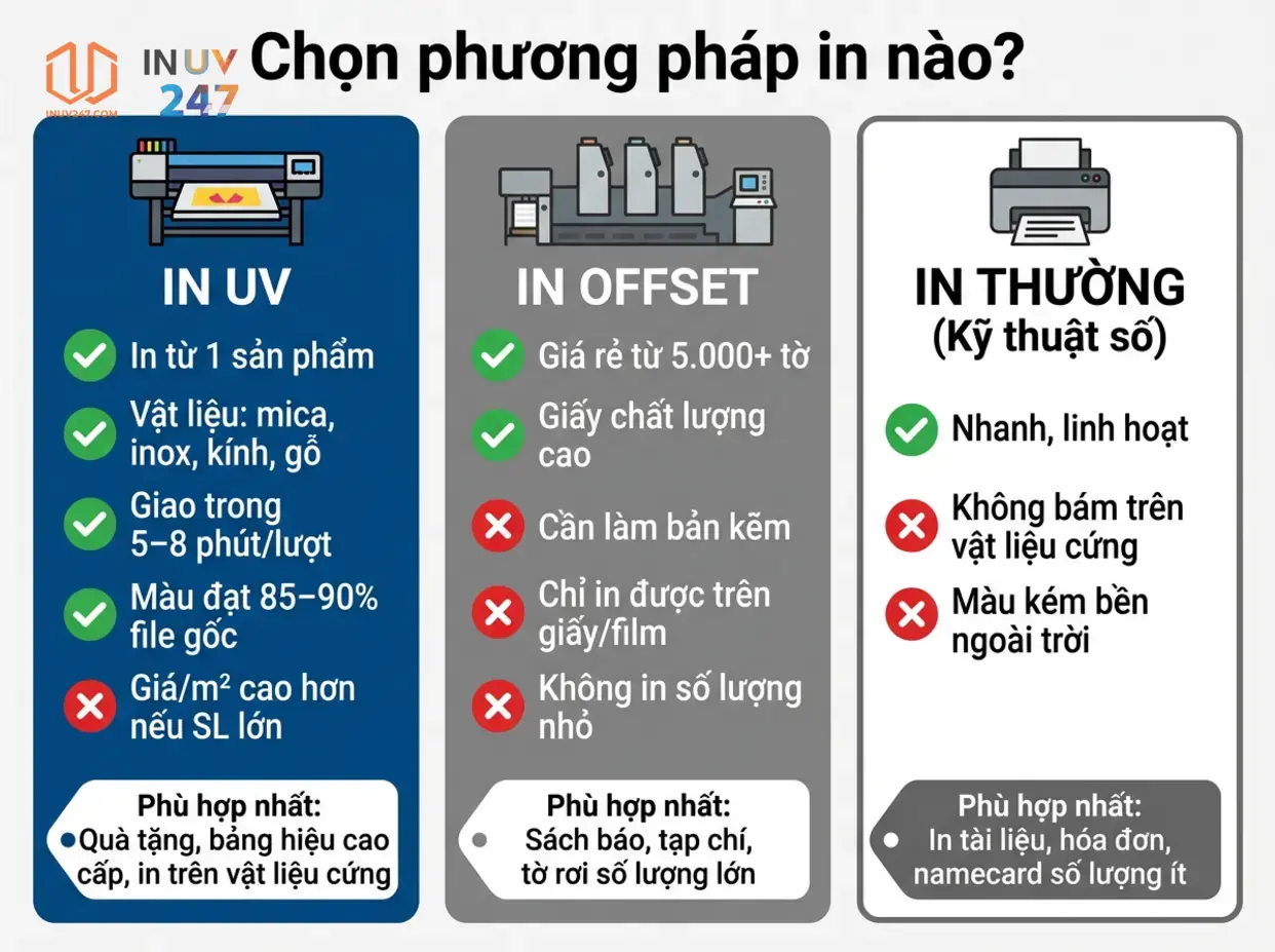 Khi nào nên chọn in UV thay vì in offset hoặc in thường? - INUV247