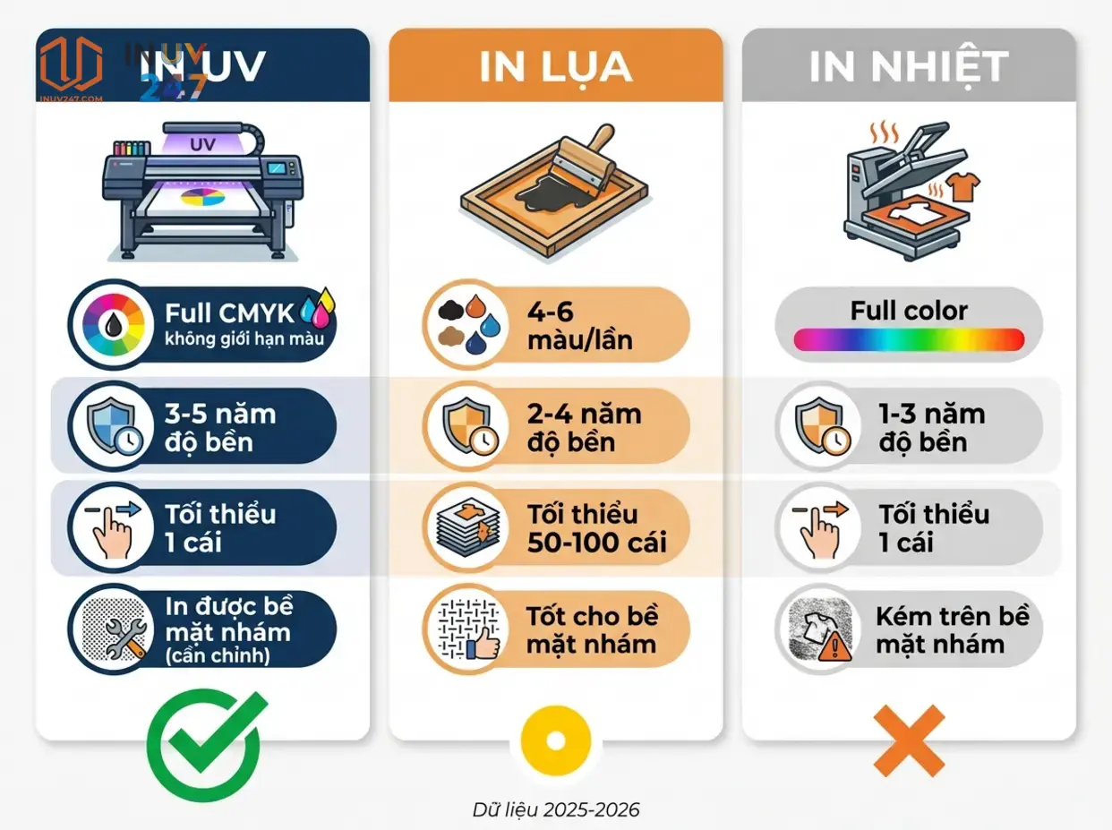 So sánh in UV trên simili với các phương pháp in phổ biến khác - INUV247